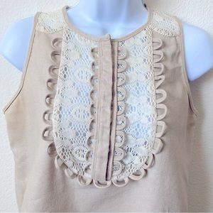 American Retro, Blair, Linen - cotton, Lace/Embroidery Detail Bib, Shift…